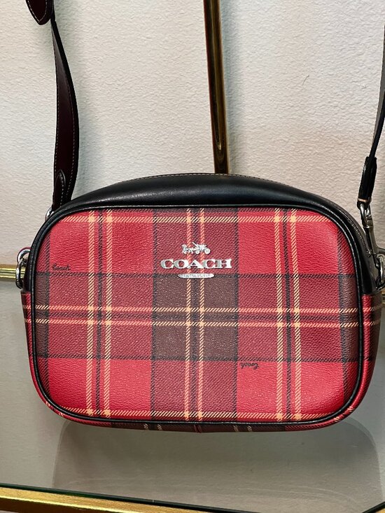 COACH Handbags - COACH RED TARTAN PLAID CROSSBODY BAG